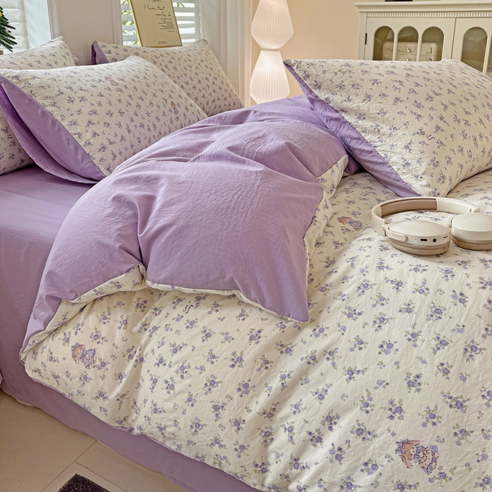 91家纺网 家纺一手货源 找家纺 温眠家纺 2026新款A类古法水洗仿棉云感棉加厚四件套 兔子小姐