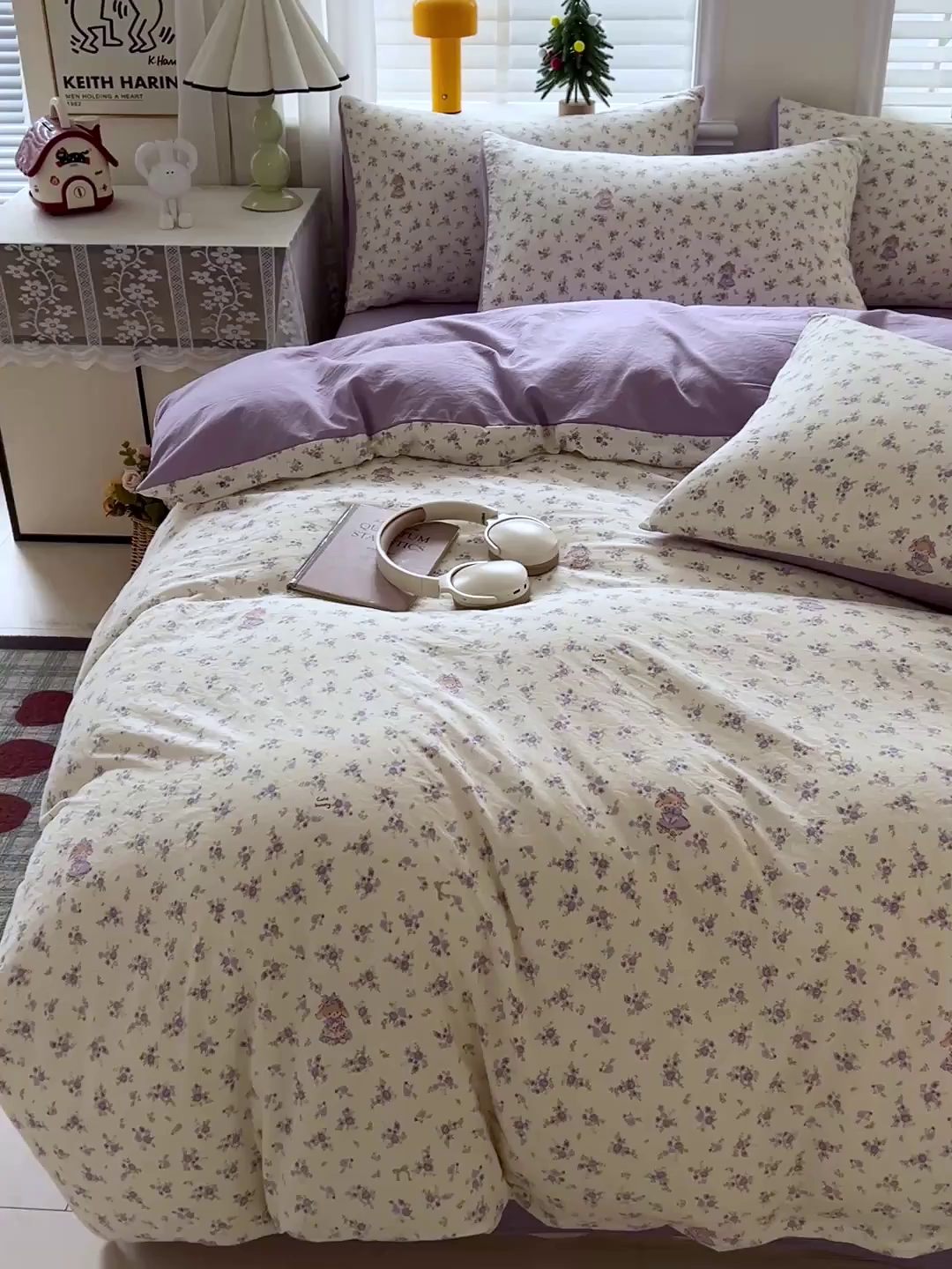 91家纺网 家纺一手货源 找家纺 温眠家纺 2026新款A类古法水洗仿棉云感棉加厚四件套 兔子小姐