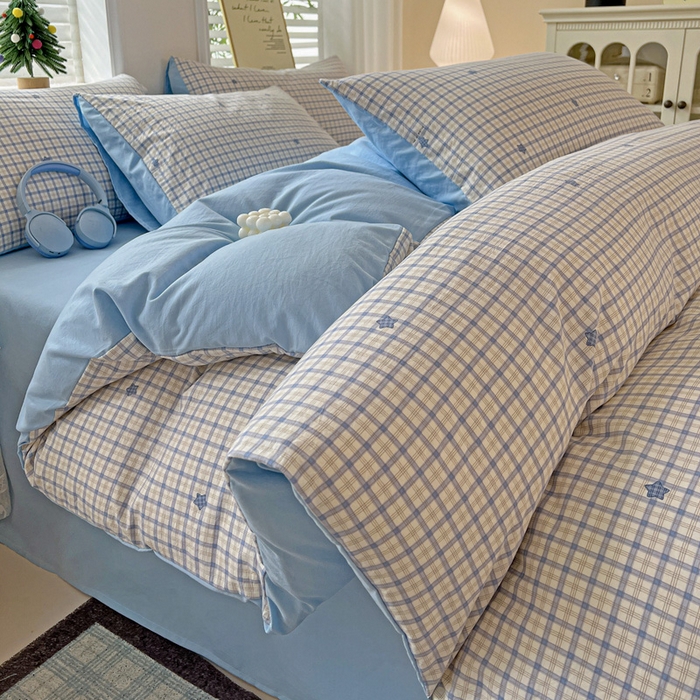 温眠家纺 2026新款A类古法水洗仿棉云感棉加厚四件套 愿落星河