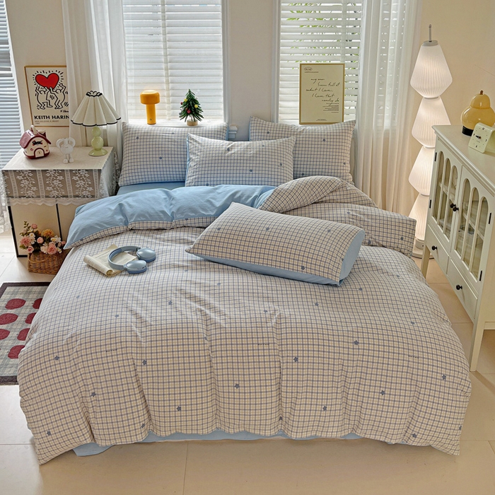 91家纺网 家纺一手货源 找家纺 温眠家纺 2026新款A类古法水洗仿棉云感棉加厚四件套 愿落星河