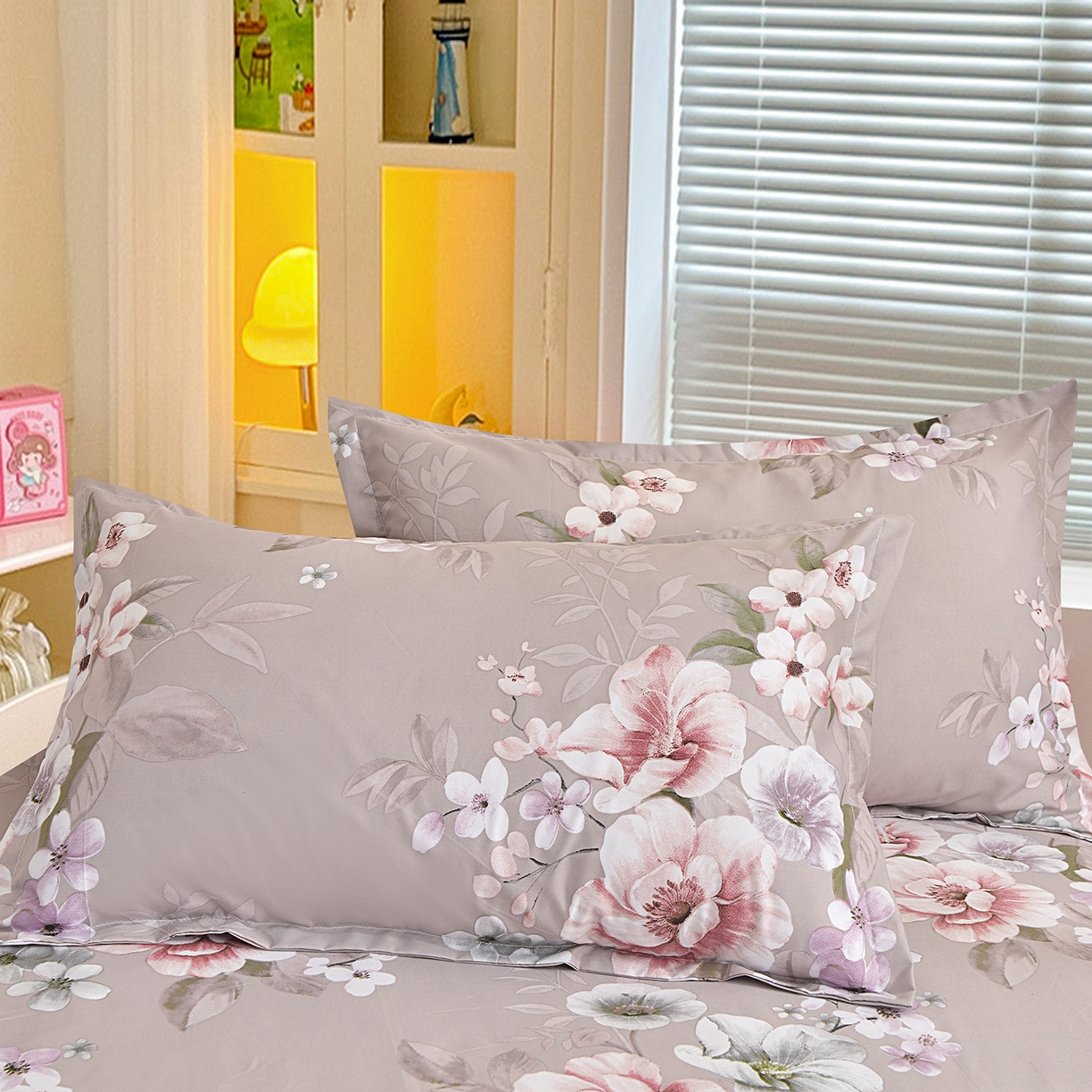 91家纺网 家纺一手货源 找家纺 小雨家纺 2026新款双层花边芦荟棉跨境芦荟棉床裙三件套 万事如意-棕