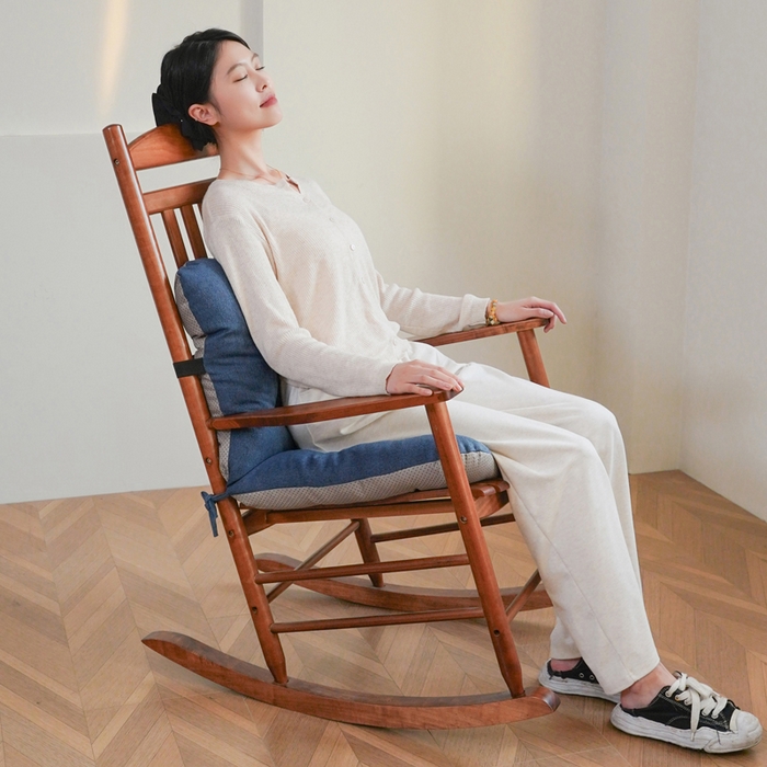 91家纺网 家纺一手货源 找家纺 囍莱家纺 2026新款棉麻防滑连体坐垫 海军蓝