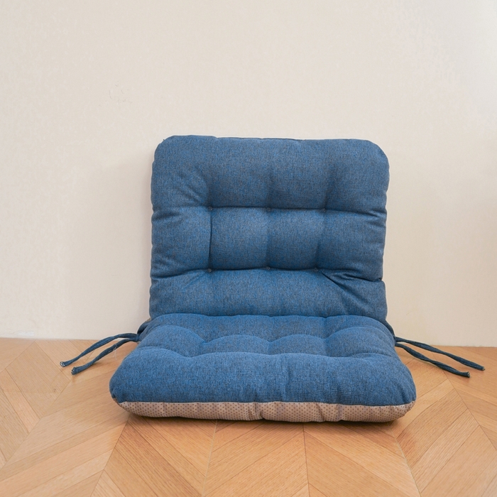 91家纺网 家纺一手货源 找家纺 囍莱家纺 2026新款棉麻防滑连体坐垫 海军蓝