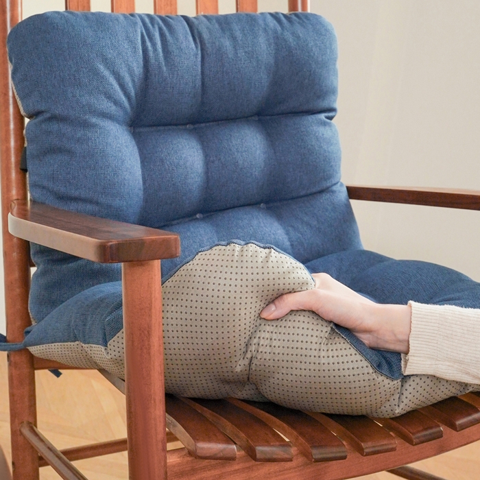 91家纺网 家纺一手货源 找家纺 囍莱家纺 2026新款棉麻防滑连体坐垫 海军蓝