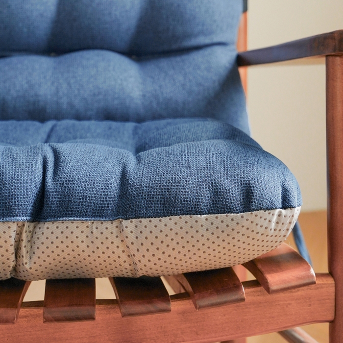 91家纺网 家纺一手货源 找家纺 囍莱家纺 2026新款棉麻防滑连体坐垫 海军蓝