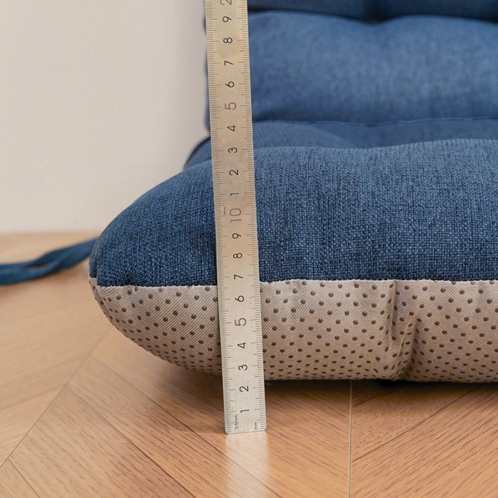 91家纺网 家纺一手货源 找家纺 囍莱家纺 2026新款棉麻防滑连体坐垫 海军蓝