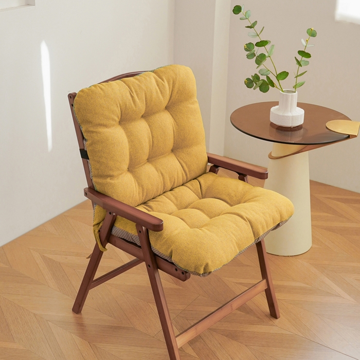 囍莱家纺 2026新款棉麻防滑连体坐垫 土黄