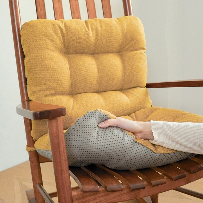 91家纺网 家纺一手货源 找家纺 囍莱家纺 2026新款棉麻防滑连体坐垫 土黄