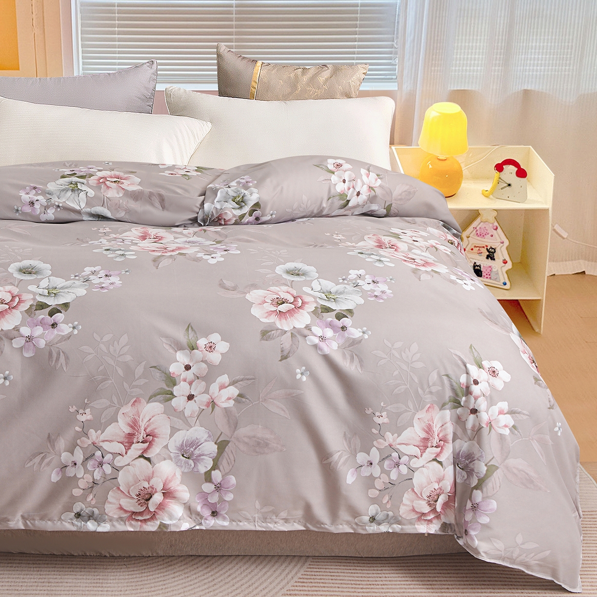 91家纺网 家纺一手货源 找家纺 小雨家纺 2026新款芦荟棉韩版单被套跨境电商 万事如意-棕