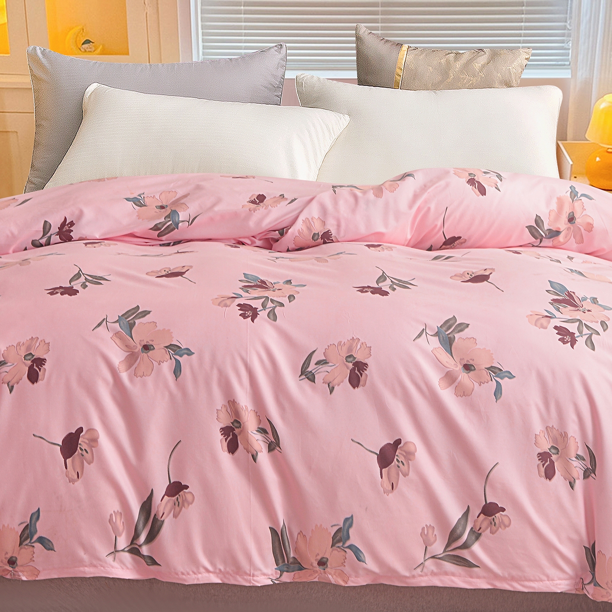 91家纺网 家纺一手货源 找家纺 小雨家纺 2026新款芦荟棉韩版单被套跨境电商 争奇斗艳-粉