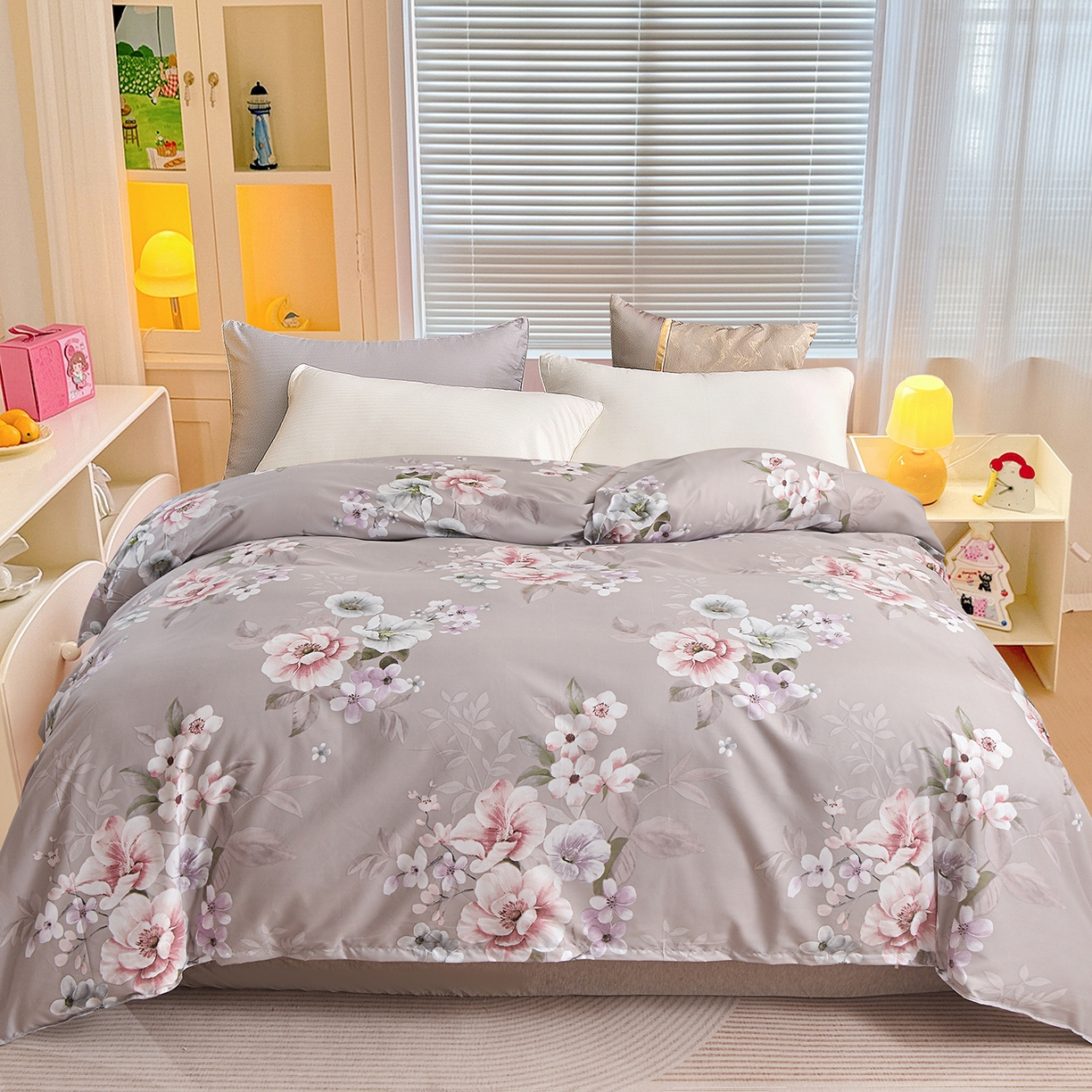 小雨家纺 2026新款芦荟棉韩版单被套跨境电商 万事如意-棕