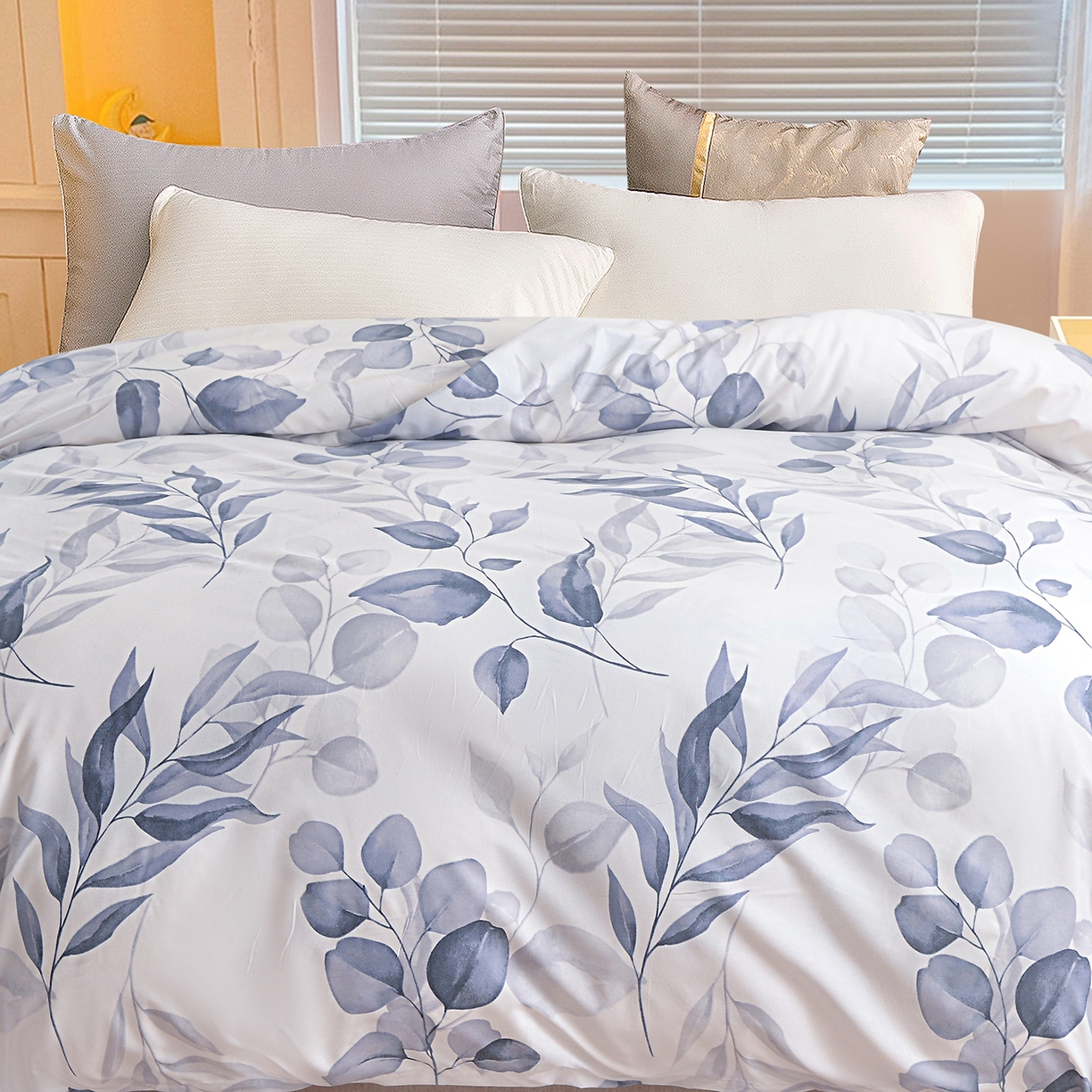 91家纺网 家纺一手货源 找家纺 小雨家纺 2026新款芦荟棉韩版单被套跨境电商 一叶知秋-灰