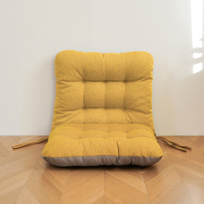 91家纺网 家纺一手货源 找家纺 囍莱家纺 2026新款棉麻防滑连体坐垫 土黄