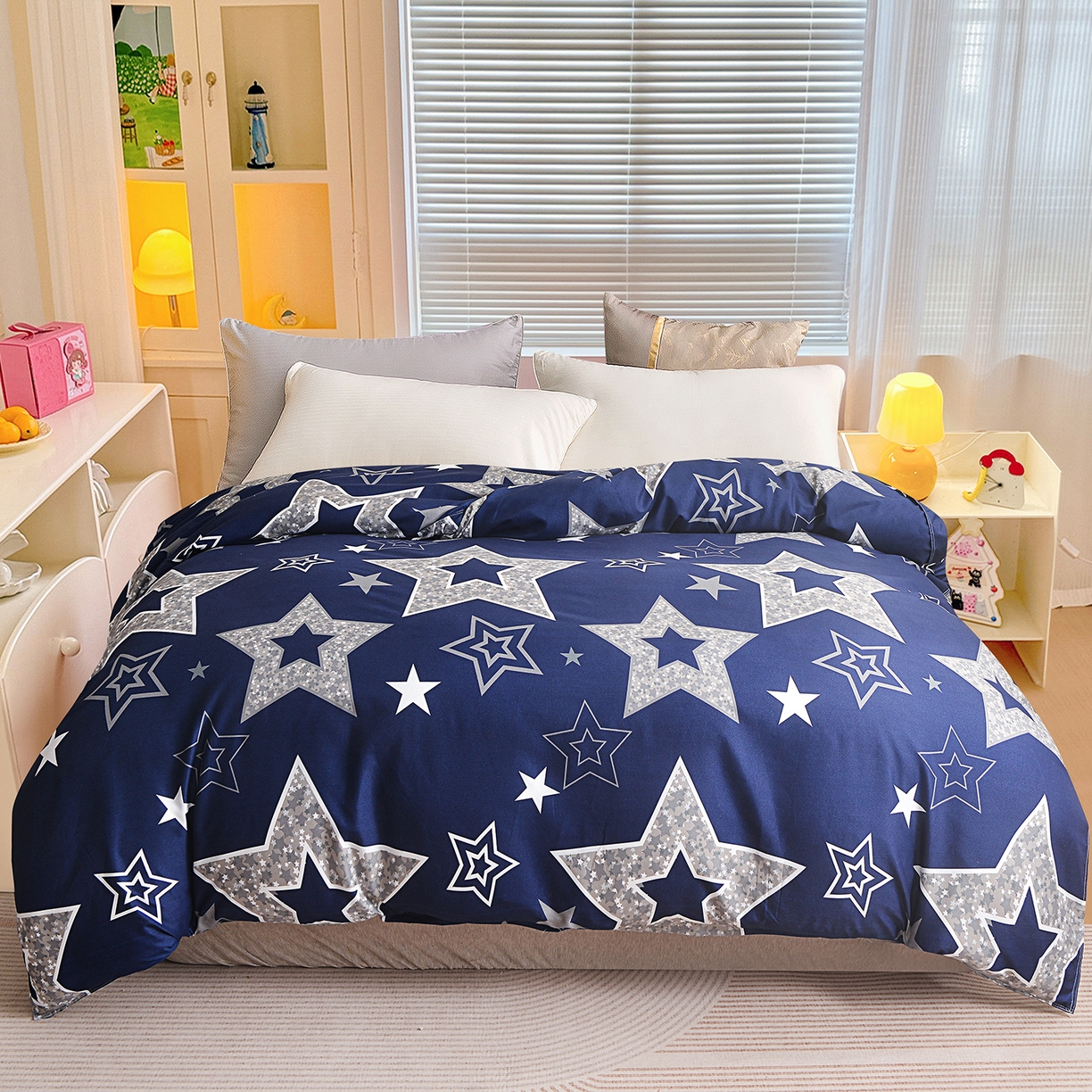 小雨家纺 2026新款芦荟棉韩版单被套跨境电商 五角星