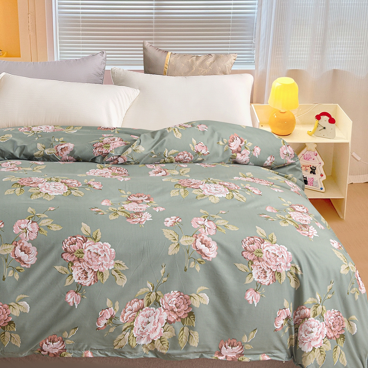 91家纺网 家纺一手货源 找家纺 小雨家纺 2026新款芦荟棉韩版单被套跨境电商 古色古香-绿