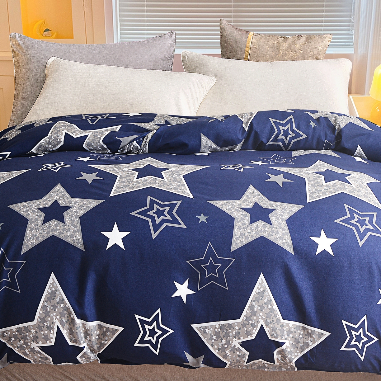 91家纺网 家纺一手货源 找家纺 小雨家纺 2026新款芦荟棉韩版单被套跨境电商 五角星