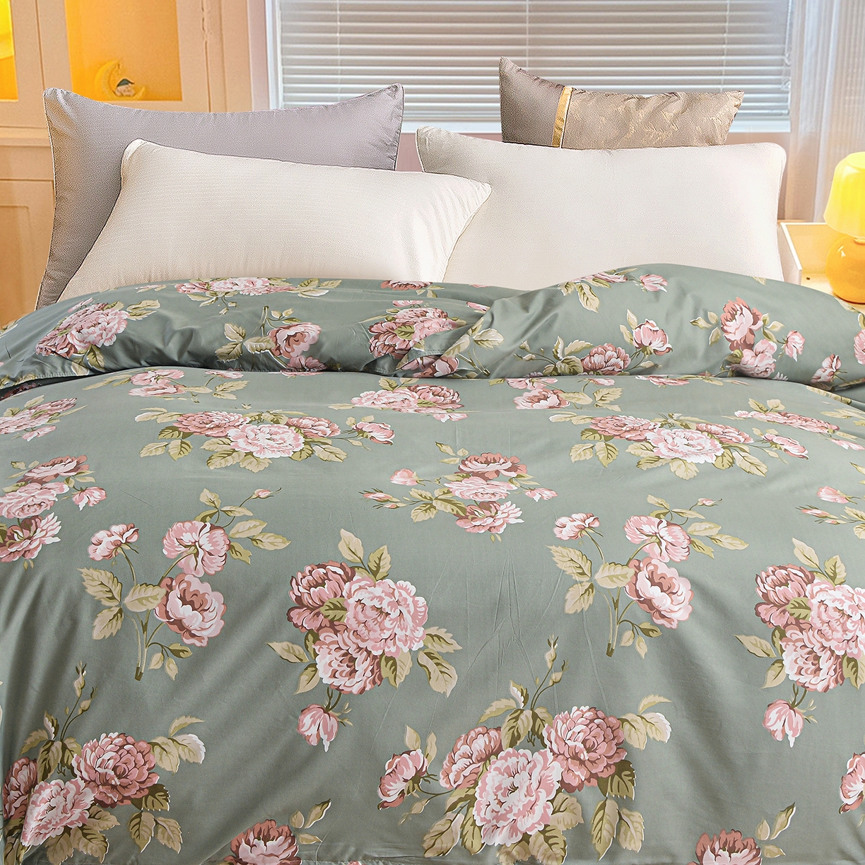 91家纺网 家纺一手货源 找家纺 小雨家纺 2026新款芦荟棉韩版单被套跨境电商 古色古香-绿