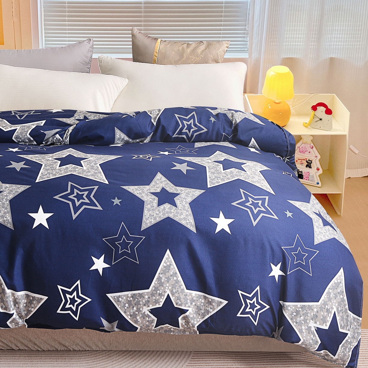 91家纺网 家纺一手货源 找家纺 小雨家纺 2026新款芦荟棉韩版单被套跨境电商 五角星