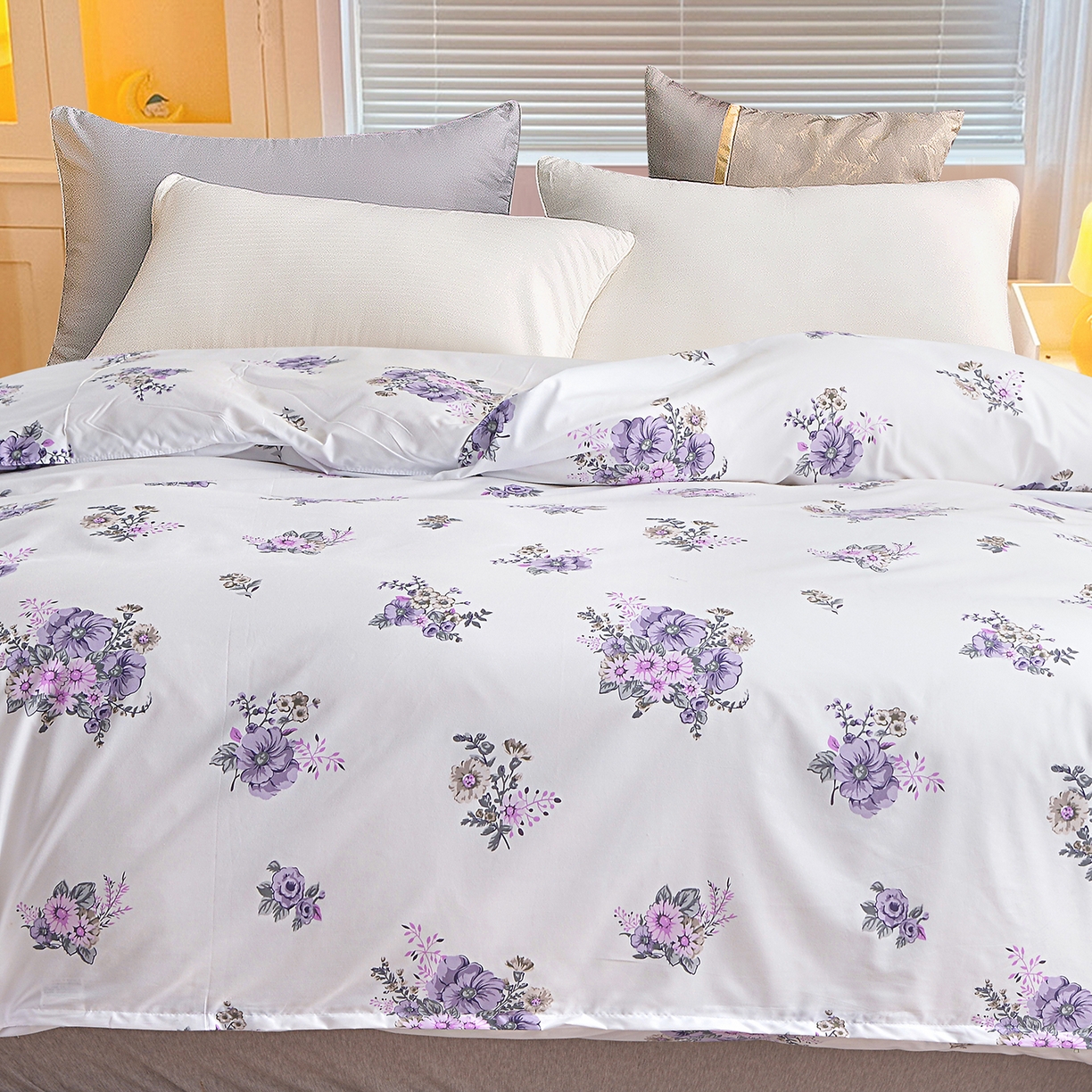 91家纺网 家纺一手货源 找家纺 小雨家纺 2026新款芦荟棉韩版单被套跨境电商 朝气蓬勃-紫