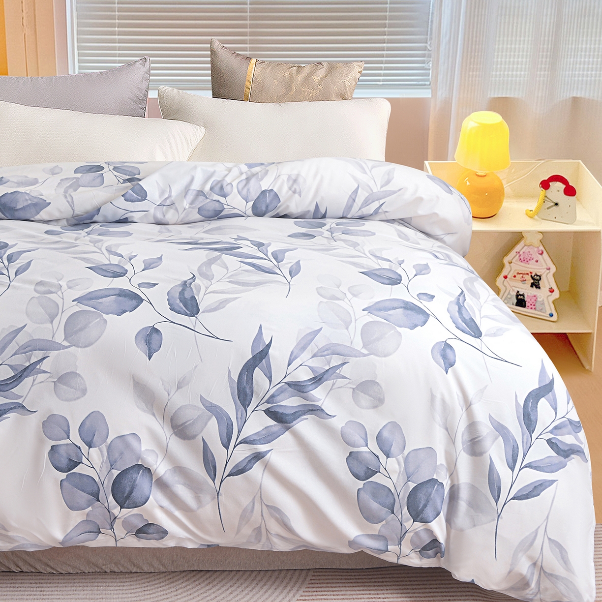 91家纺网 家纺一手货源 找家纺 小雨家纺 2026新款芦荟棉韩版单被套跨境电商 一叶知秋-灰