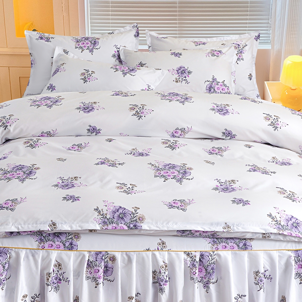 91家纺网 家纺一手货源 找家纺 小雨家纺 2026新款双边芦荟棉韩版跨境四件套 朝气蓬勃-紫