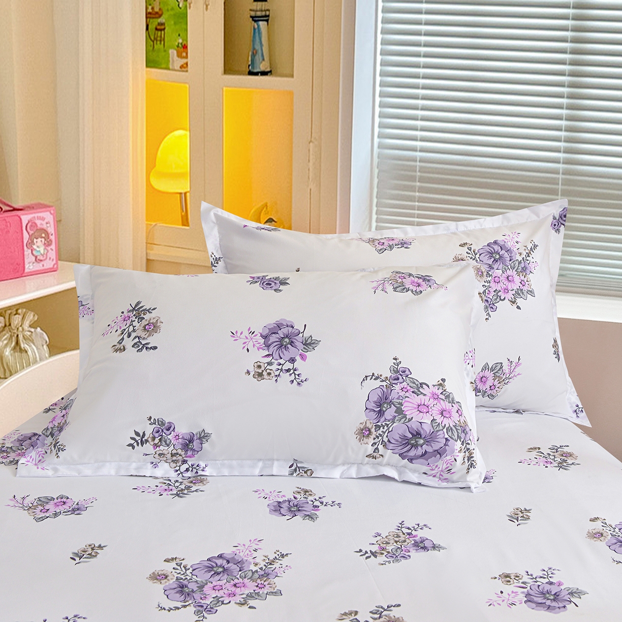 91家纺网 家纺一手货源 找家纺 小雨家纺 2026新款双边芦荟棉韩版跨境四件套 朝气蓬勃-紫