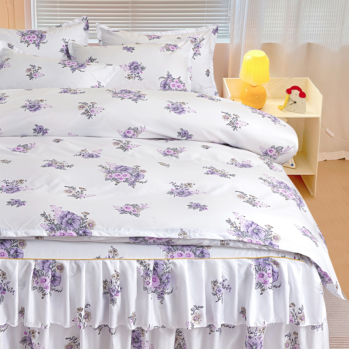 91家纺网 家纺一手货源 找家纺 小雨家纺 2026新款双边芦荟棉韩版跨境四件套 朝气蓬勃-紫