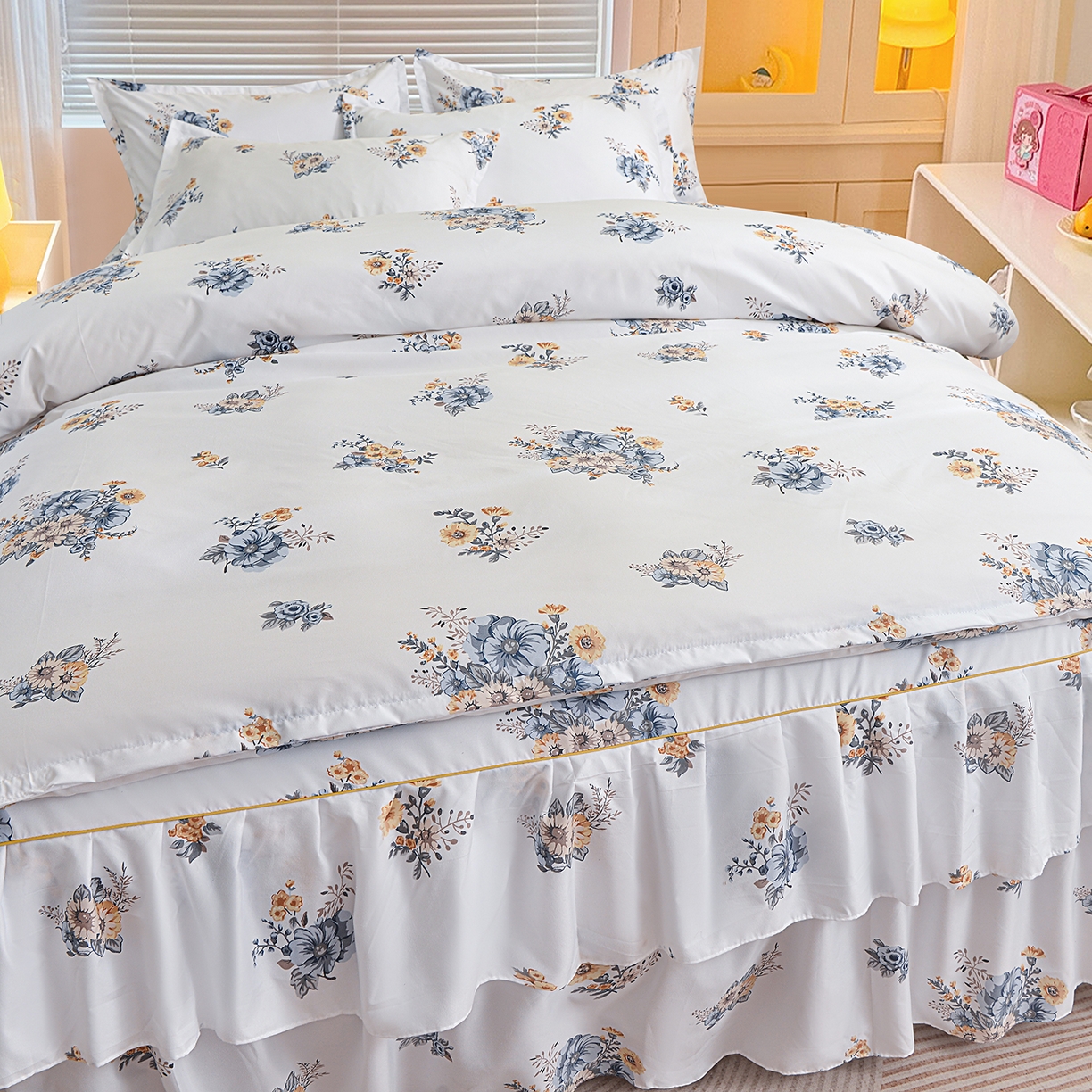 91家纺网 家纺一手货源 找家纺 小雨家纺 2026新款双边芦荟棉韩版跨境四件套 朝气蓬勃-兰