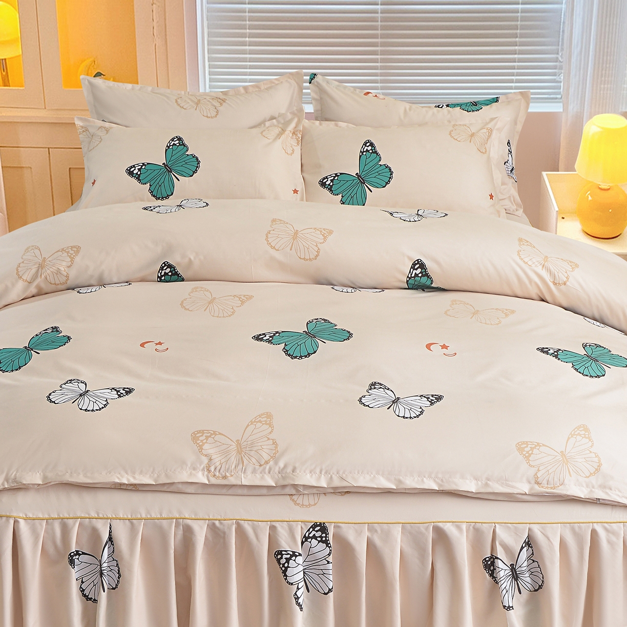 91家纺网 家纺一手货源 找家纺 小雨家纺 2026新款双边芦荟棉韩版跨境四件套 化蝶