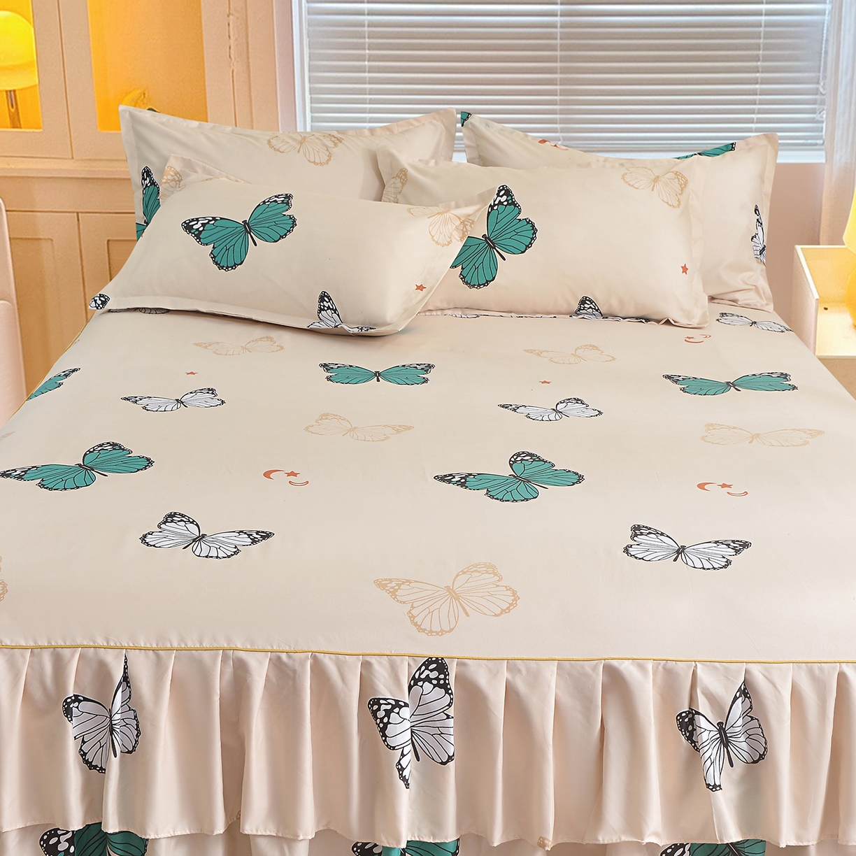 91家纺网 家纺一手货源 找家纺 小雨家纺 2026新款双边芦荟棉韩版跨境四件套 化蝶