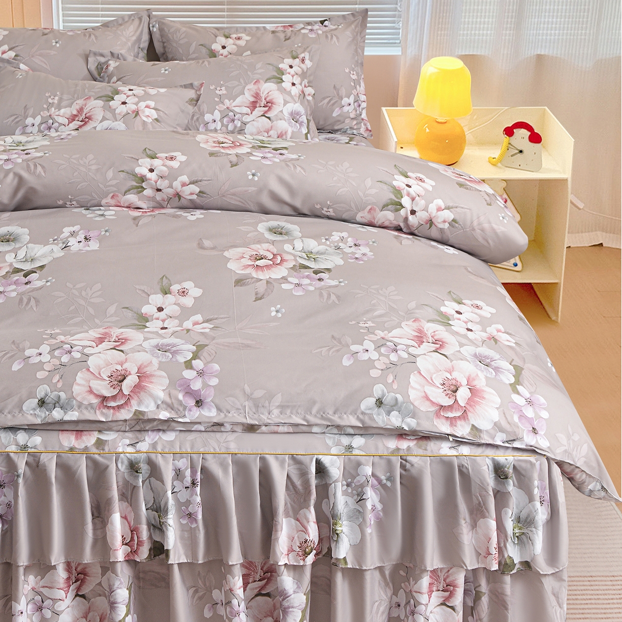 91家纺网 家纺一手货源 找家纺 小雨家纺 2026新款双边芦荟棉韩版跨境四件套 万事如意-棕