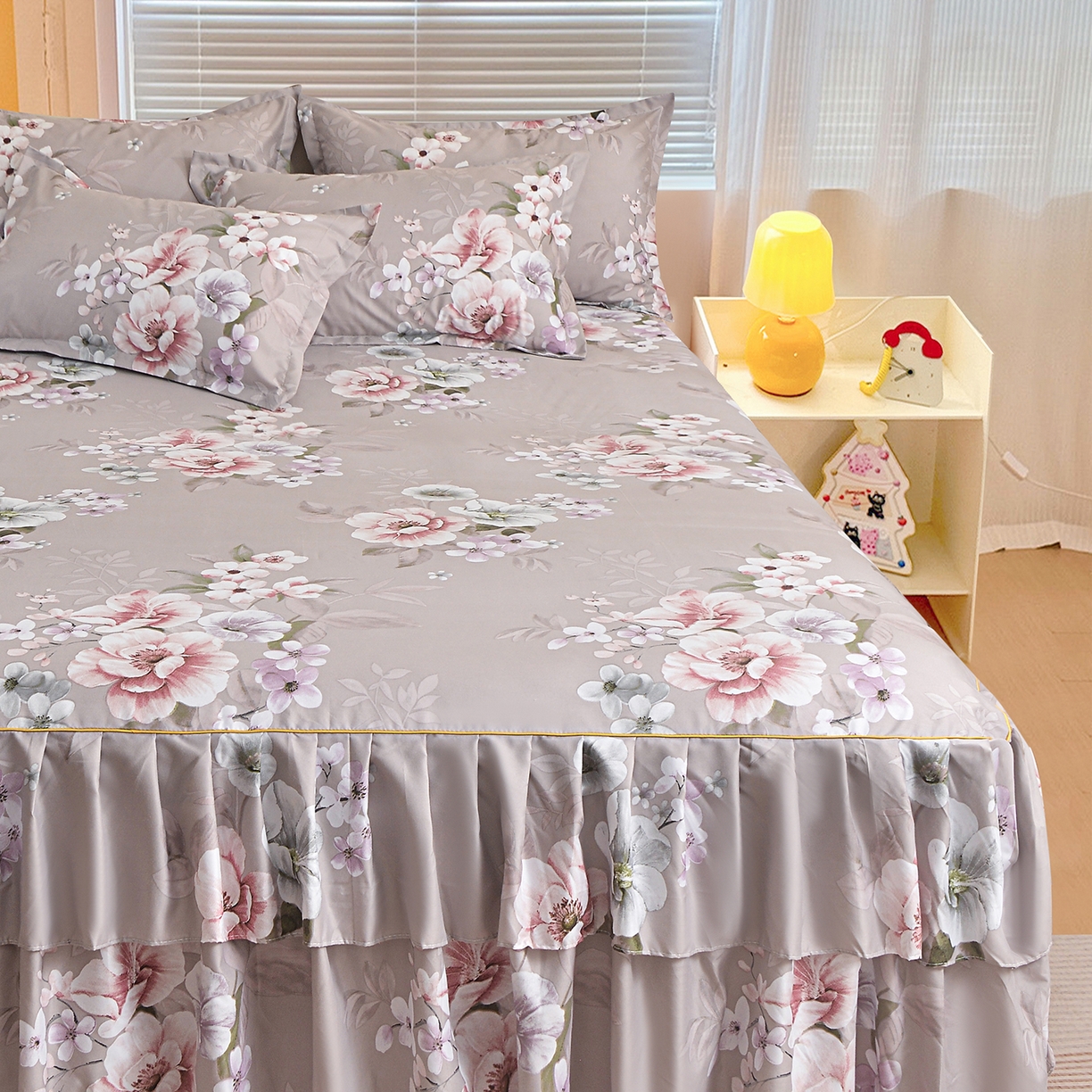 91家纺网 家纺一手货源 找家纺 小雨家纺 2026新款双边芦荟棉韩版跨境四件套 万事如意-棕