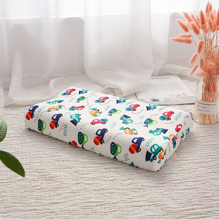 明星枕业 2025新款纯棉卡通儿童乳胶枕头1-3-6岁幼儿园宝宝天然学生枕芯定型枕防螨 工程车