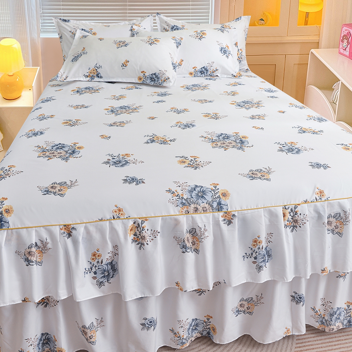 91家纺网 家纺一手货源 找家纺 （总）小雨家纺 2026新款双边芦荟棉韩版跨境四件套