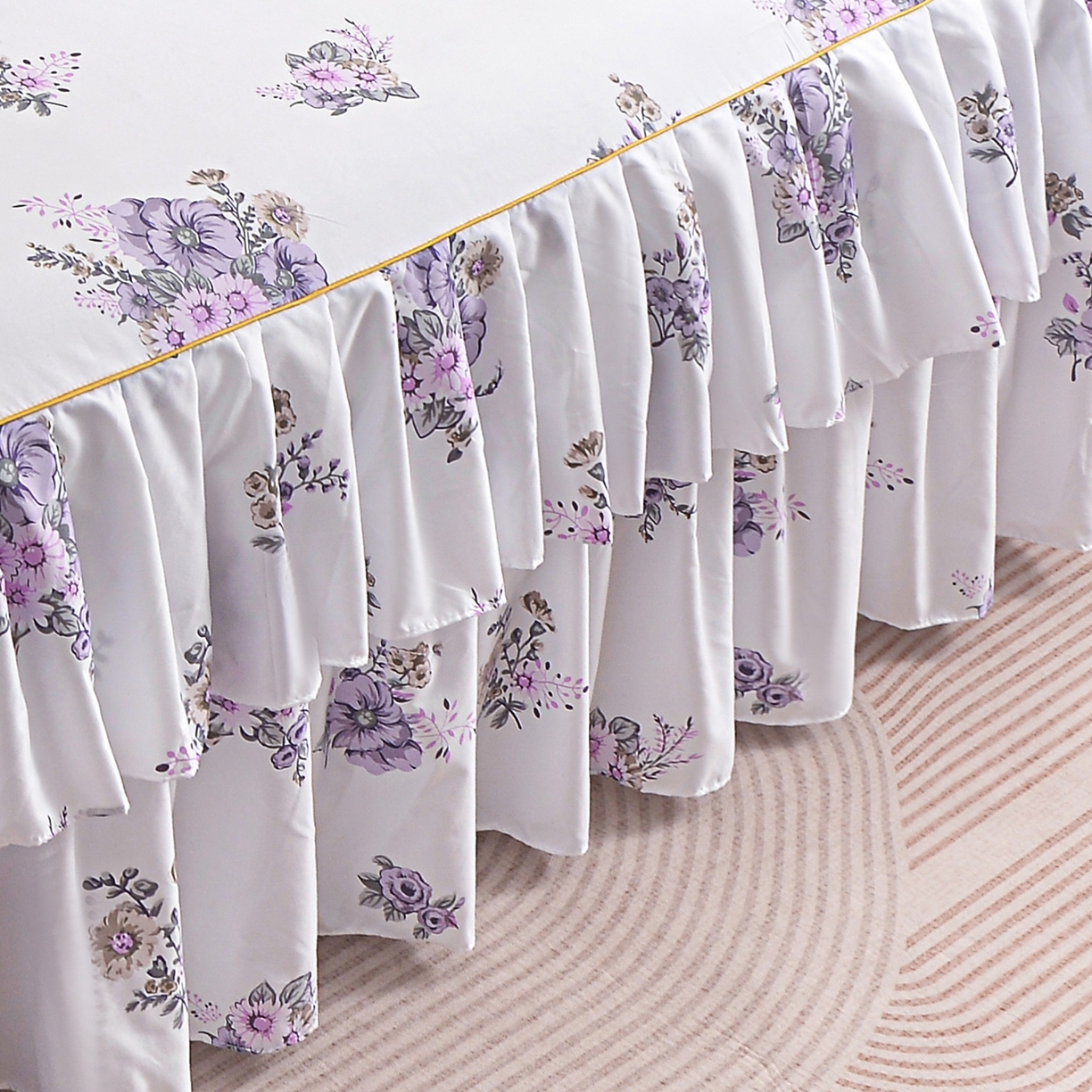 91家纺网 家纺一手货源 找家纺 小雨家纺 2026新款双边芦荟棉韩版跨境四件套 朝气蓬勃-紫