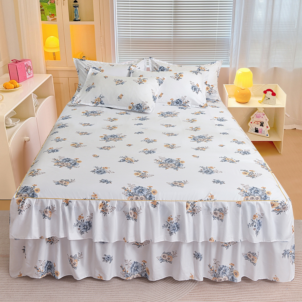 91家纺网 家纺一手货源 找家纺 小雨家纺 2026新款双边芦荟棉韩版跨境四件套 朝气蓬勃-兰