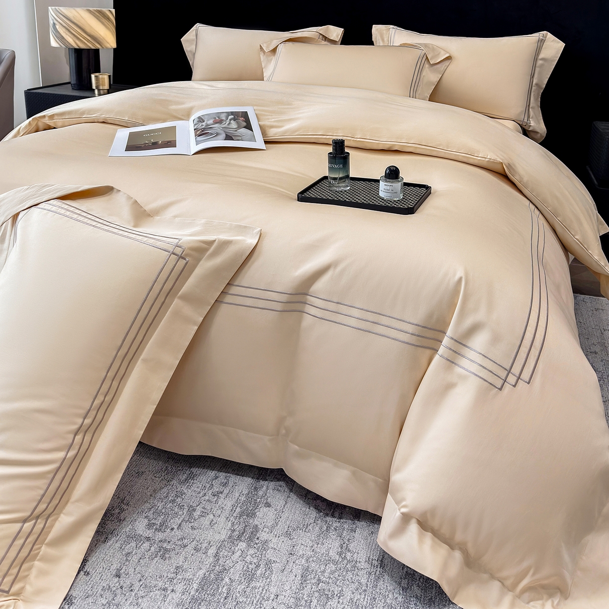 91家纺网 家纺一手货源 找家纺 （总）星蕴家纺 2026新款贡缎长绒棉纯棉四件套-简爱