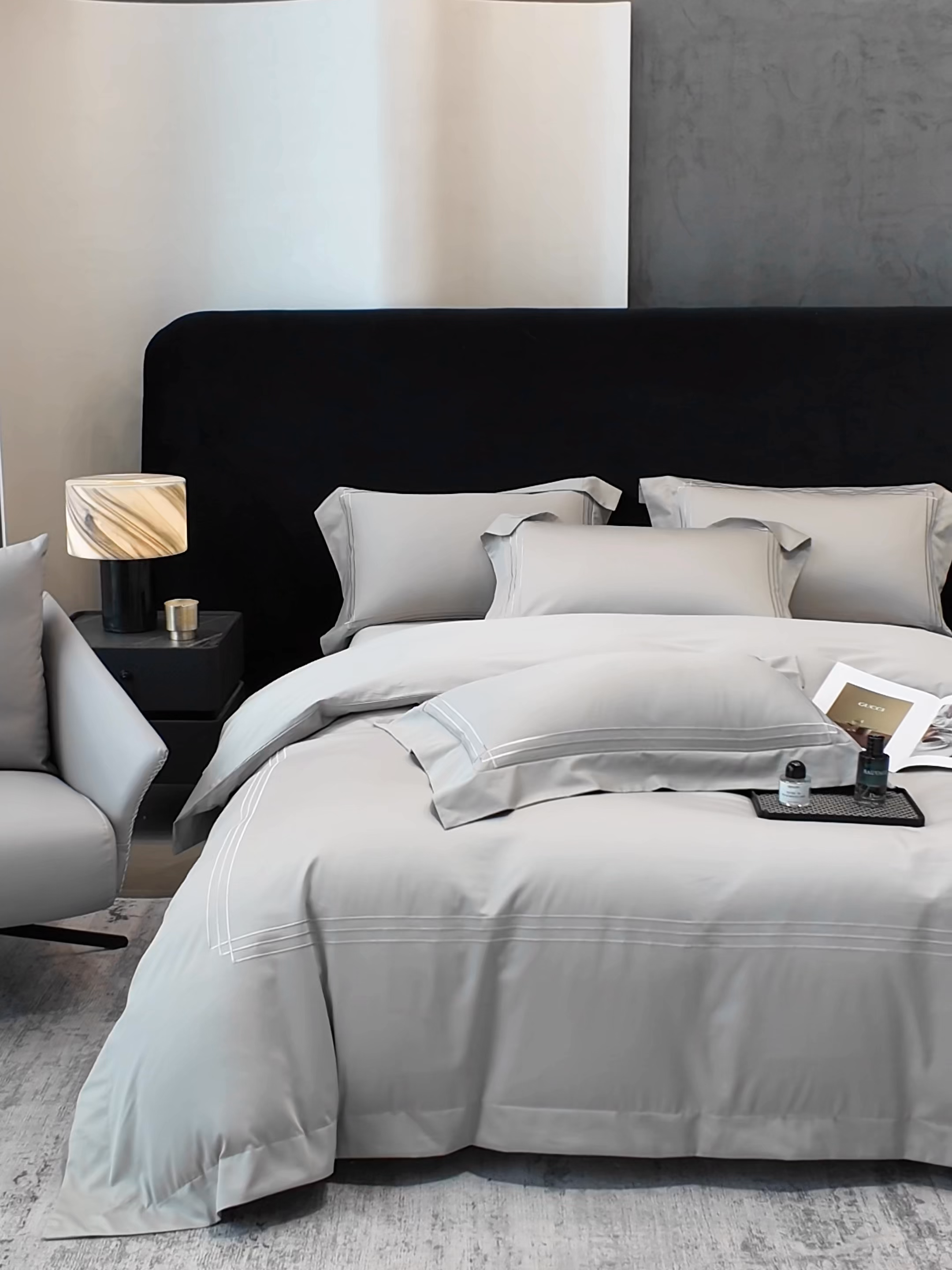 91家纺网 家纺一手货源 找家纺 星蕴家纺 2026新款贡缎长绒棉纯棉四件套-简爱 简爱-高级灰