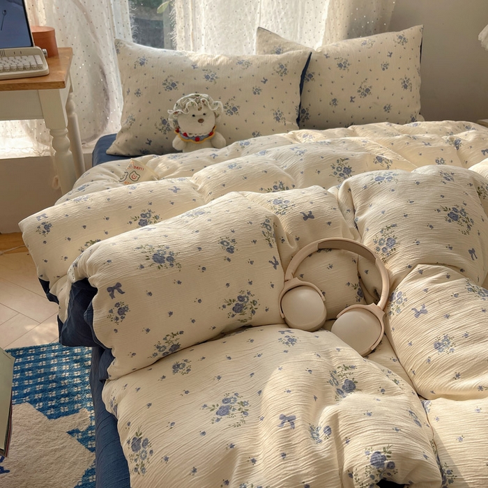 91家纺网 家纺一手货源 找家纺 （总）温眠家纺 2026新款亲肤舒适甄选三层纱印花套件系列四件套