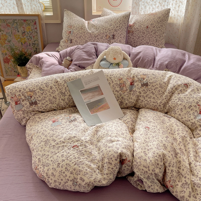 91家纺网 家纺一手货源 找家纺 （总）温眠家纺 2026新款亲肤舒适甄选三层纱印花套件系列四件套