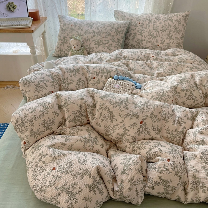 91家纺网 家纺一手货源 找家纺 （总）温眠家纺 2026新款亲肤舒适甄选三层纱印花套件系列四件套