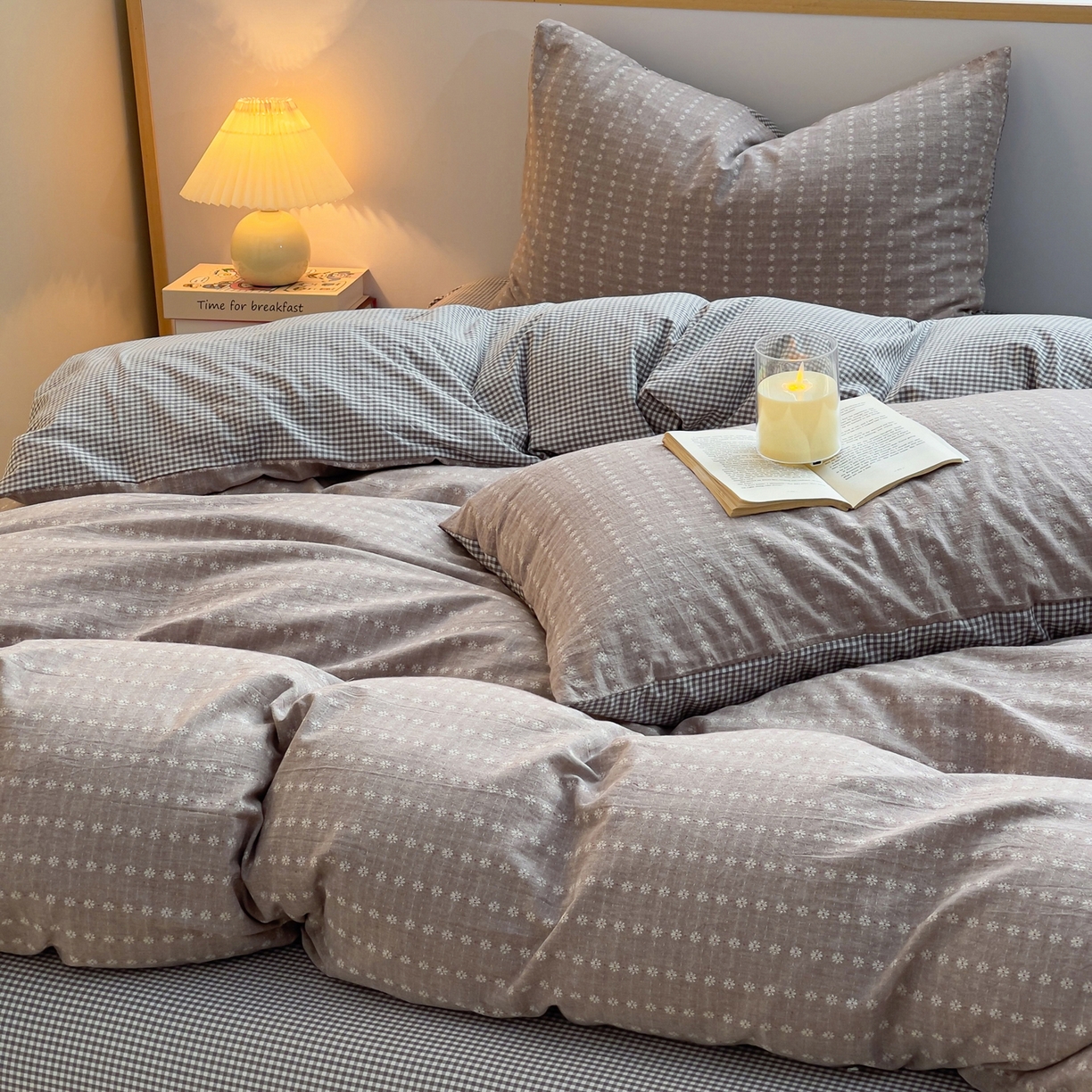 91家纺网 家纺一手货源 找家纺 炫拼家纺 2026新款A类全棉色织提花40支水洗棉四件套-花语系列 花语一伊莫