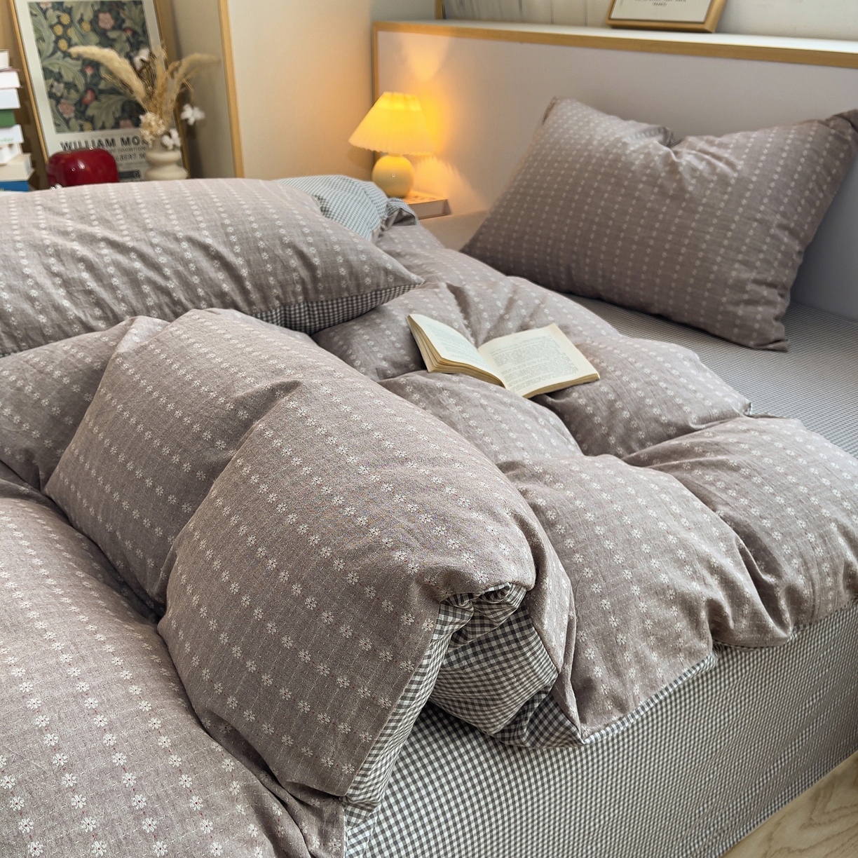 91家纺网 家纺一手货源 找家纺 炫拼家纺 2026新款A类全棉色织提花40支水洗棉四件套-花语系列 花语一伊莫