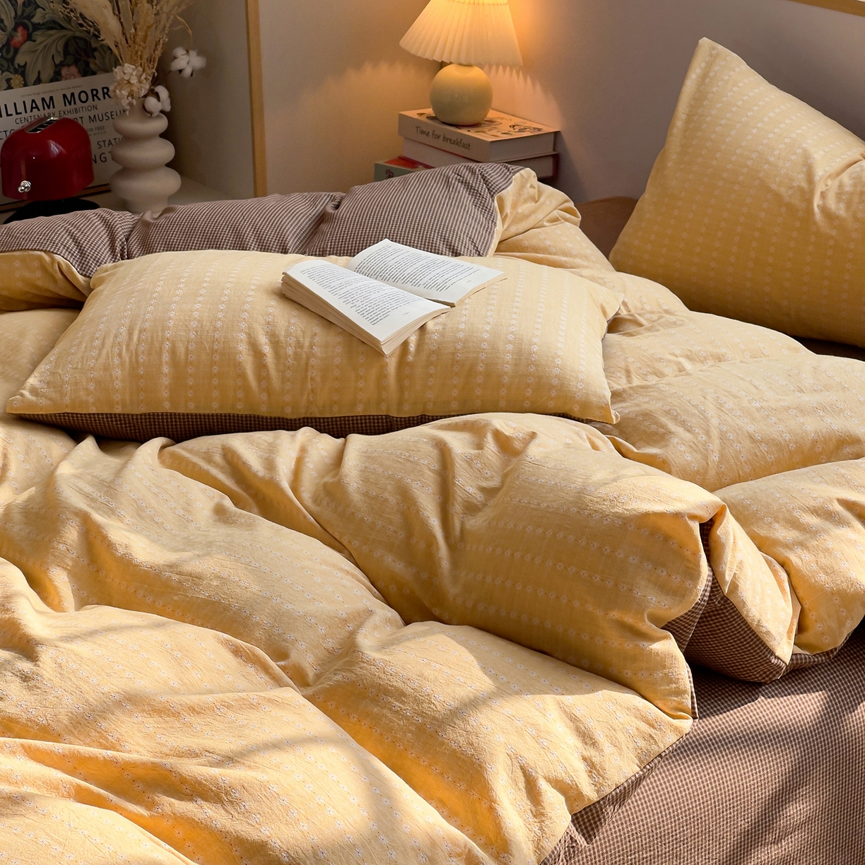 91家纺网 家纺一手货源 找家纺 （总）炫拼家纺 2026新款A类全棉色织提花40支水洗棉四件套-花语系列