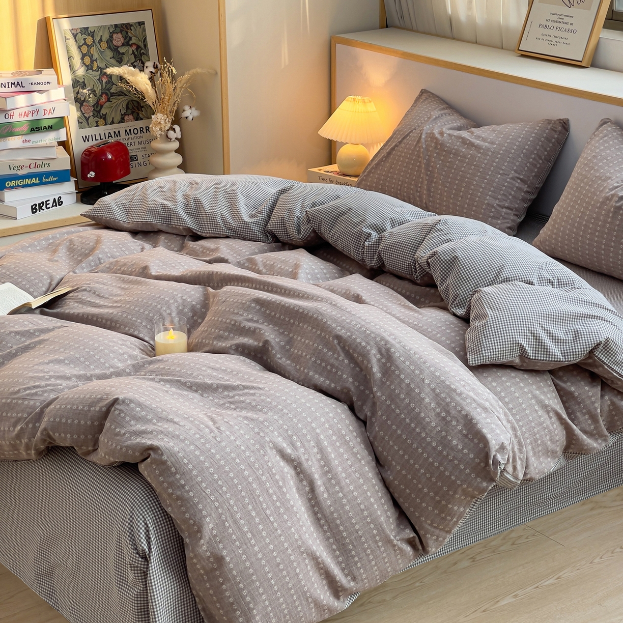 91家纺网 家纺一手货源 找家纺 炫拼家纺 2026新款A类全棉色织提花40支水洗棉四件套-花语系列 花语一伊莫