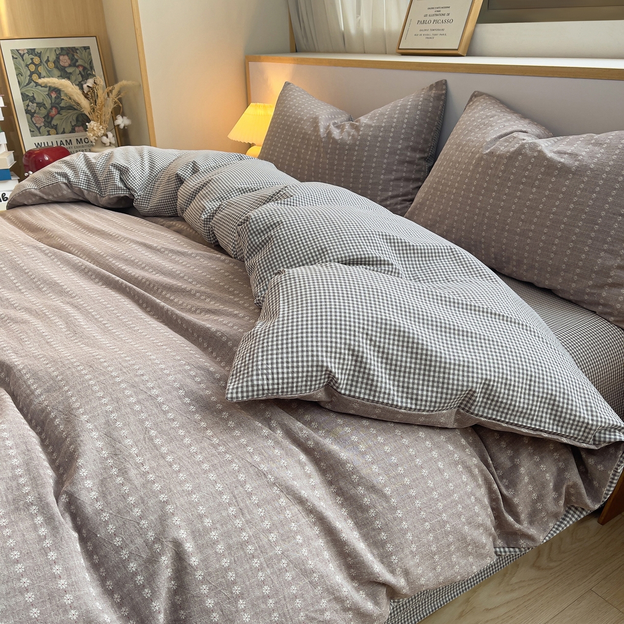 91家纺网 家纺一手货源 找家纺 炫拼家纺 2026新款A类全棉色织提花40支水洗棉四件套-花语系列 花语一伊莫