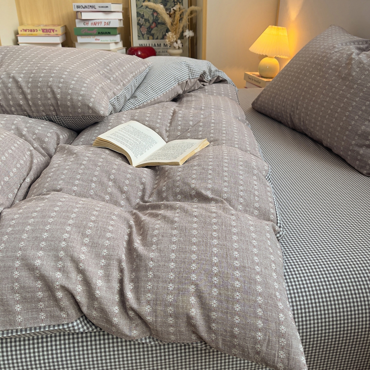 91家纺网 家纺一手货源 找家纺 炫拼家纺 2026新款A类全棉色织提花40支水洗棉四件套-花语系列 花语一伊莫