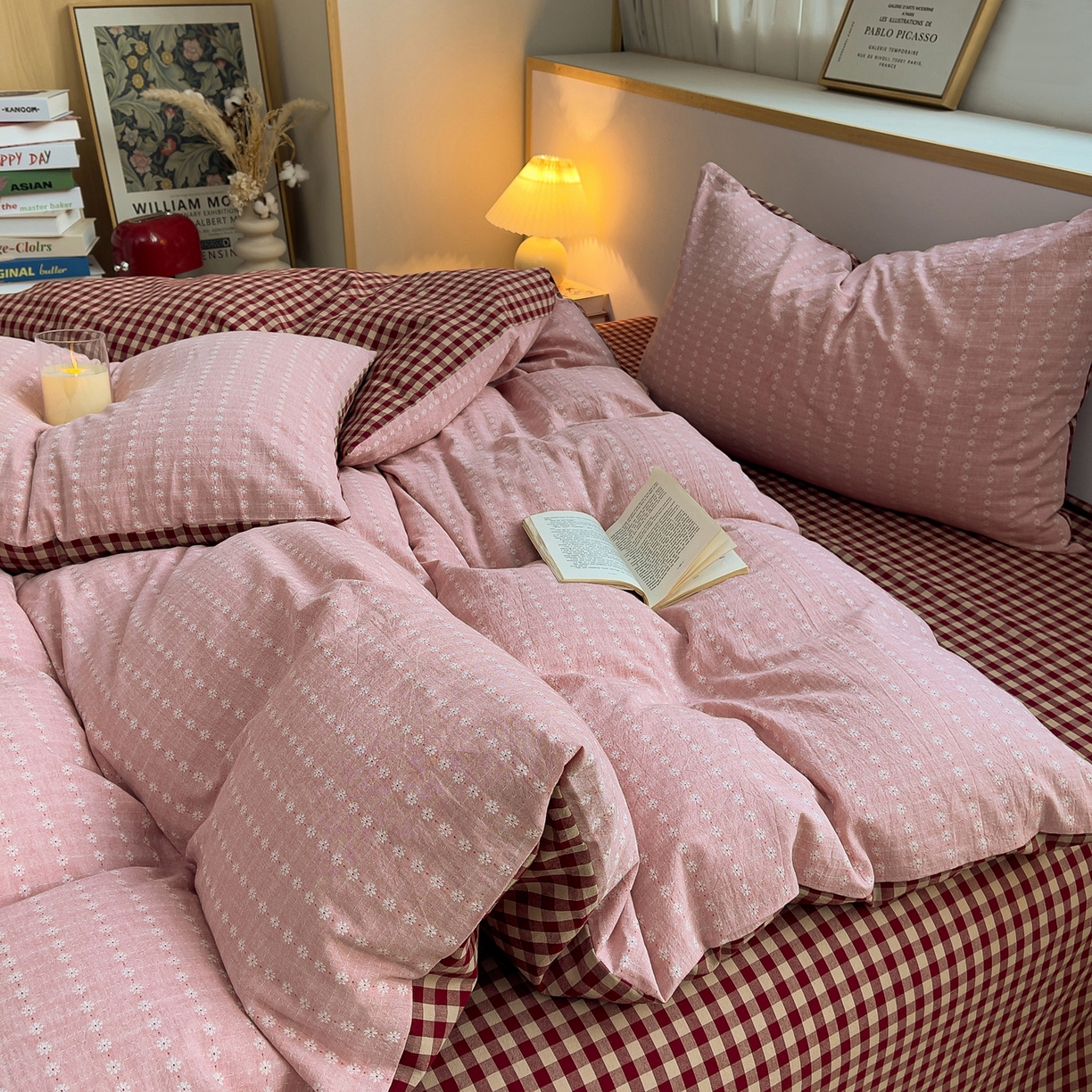 炫拼家纺 2026新款A类全棉色织提花40支水洗棉四件套-花语系列 花语一玫瑰