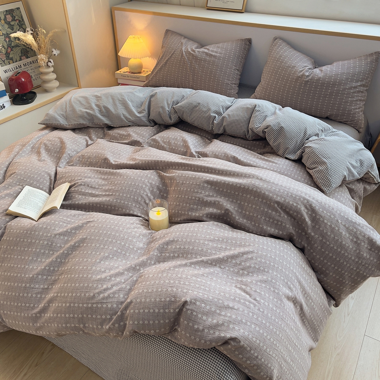 91家纺网 家纺一手货源 找家纺 炫拼家纺 2026新款A类全棉色织提花40支水洗棉四件套-花语系列 花语一伊莫