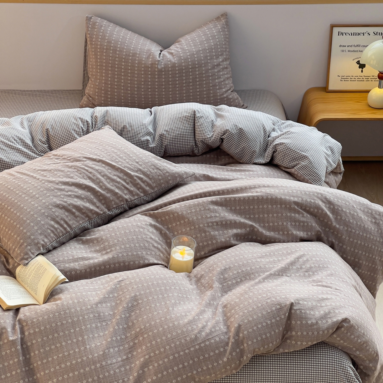 91家纺网 家纺一手货源 找家纺 炫拼家纺 2026新款A类全棉色织提花40支水洗棉四件套-花语系列 花语一伊莫